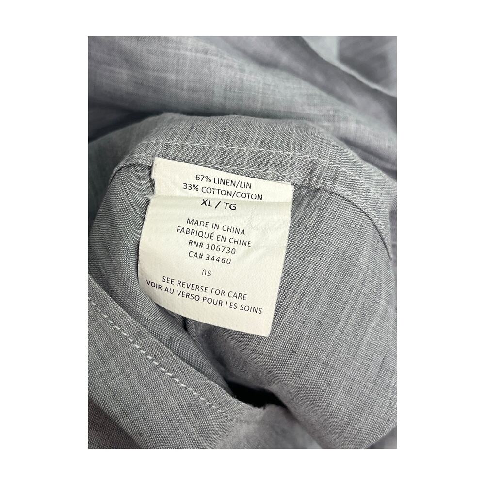 Vince Shirt Mens Extra Large Gray Linen Button Up Preppy Casual Lightweight - Picture 6 of 8
